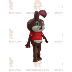 Brown Bunny BIGGYMONKEY™ Mascot Costume With Red T-Shirt –