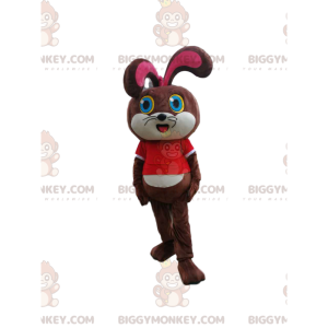 Brown Bunny BIGGYMONKEY™ Mascot Costume With Red T-Shirt –