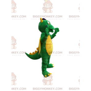 Super comical green dragon BIGGYMONKEY™ mascot costume. dragon