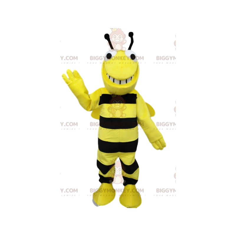 Disfraz de mascota BIGGYMONKEY™ de abeja negra y amarilla muy