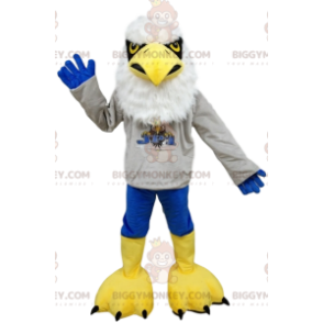 Witte adelaar BIGGYMONKEY™ mascottekostuum met supportersshirt