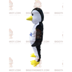 BIGGYMONKEY™ maskottiasu, mustavalkoinen pingviini keltaisella
