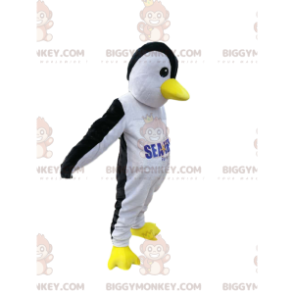 BIGGYMONKEY™ Mascottekostuum Zwart-witte pinguïn met gele