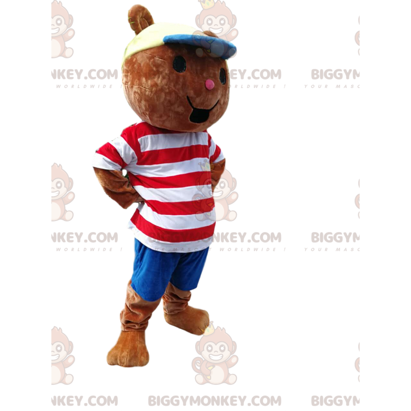 Costume da mascotte orsetto BIGGYMONKEY™ con t-shirt a righe