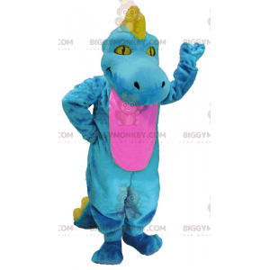 Blauw roze en gele dinosaurus BIGGYMONKEY™ mascottekostuum -