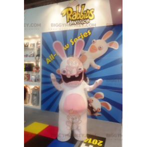Kostým maskota bílého a růžového králíka BIGGYMONKEY™ –