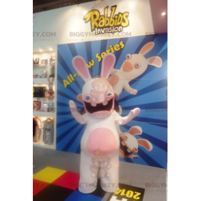 Traje de mascote de coelho branco e rosa BIGGYMONKEY™ –