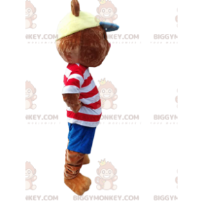 Little bear BIGGYMONKEY™ mascot costume with white and red