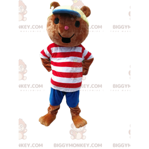 Costume da mascotte orsetto BIGGYMONKEY™ con t-shirt a righe