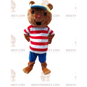 Disfraz de mascota osito BIGGYMONKEY™ con camiseta de rayas
