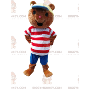 Costume da mascotte orsetto BIGGYMONKEY™ con t-shirt a righe