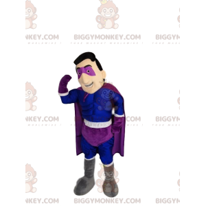 Supersankari BIGGYMONKEY™ maskottiasu sinisenä ja violettina.