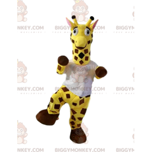 Fato de mascote girafa BIGGYMONKEY™ com t-shirt branca.