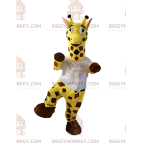 Giraffe BIGGYMONKEY™ Maskottchenkostüm mit weißem T-Shirt.