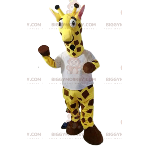 Costume da mascotte giraffa BIGGYMONKEY™ con t-shirt bianca.
