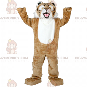 Traje de mascote BIGGYMONKEY™ Leopard Cheetah Brown Branco e