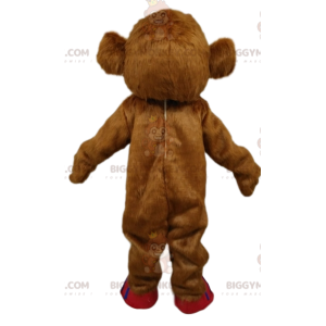 BIGGYMONKEY™ mascot costume of brown mammoth with red and blue