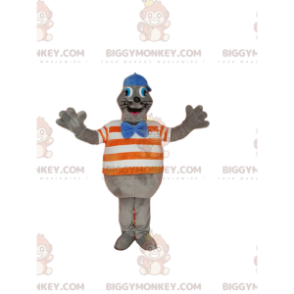 Costume de mascotte BIGGYMONKEY™ de phoque gris avec une
