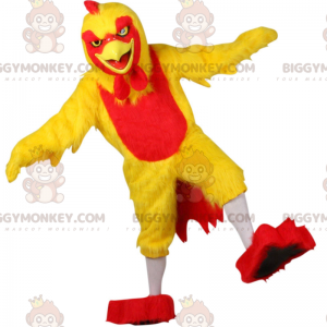 Fato de mascote de galinha amarela e vermelha BIGGYMONKEY™ –