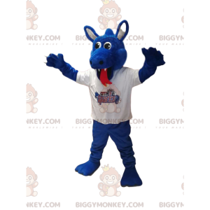 Blue Dragon BIGGYMONKEY™ maskotdräkt i vit Jersey. drak kostym