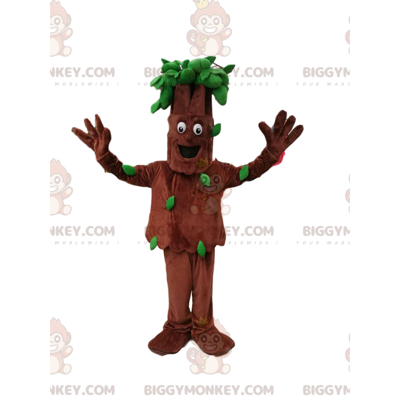 BIGGYMONKEY™ costume mascotte di albero sorridente con foglie