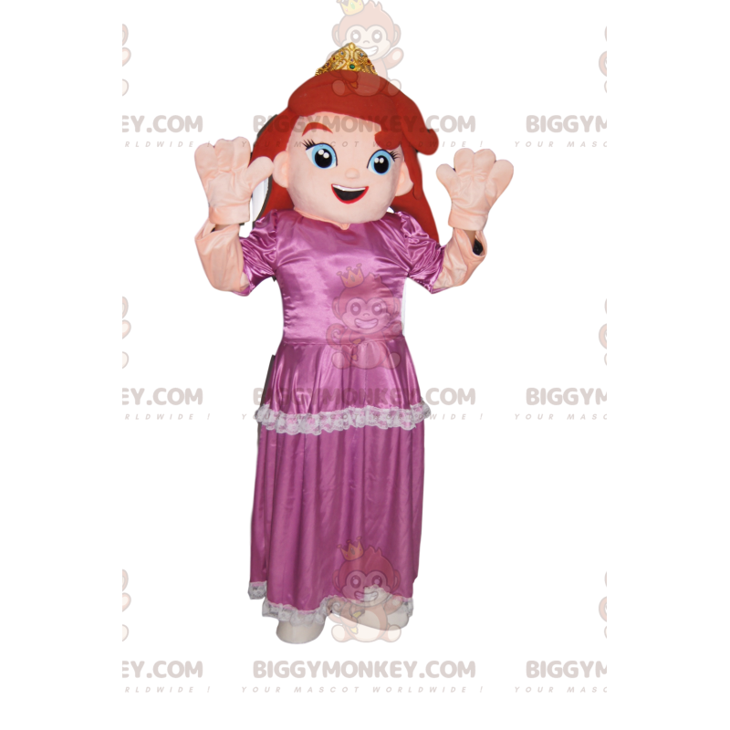 Fato de mascote Princesa BIGGYMONKEY™ com vestido rosa. Traje
