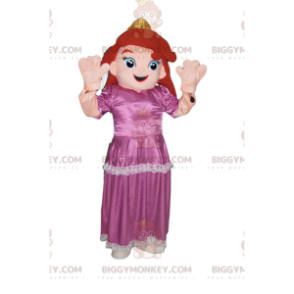 Prinzessin BIGGYMONKEY™ Maskottchenkostüm mit rosa Kleid.