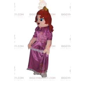 Prinzessin BIGGYMONKEY™ Maskottchenkostüm mit rosa Kleid.