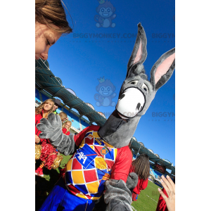 Costume de mascotte BIGGYMONKEY™ d'âne gris avec de grandes