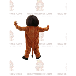 Traje de mascote de leão marrom muito sorridente BIGGYMONKEY™.