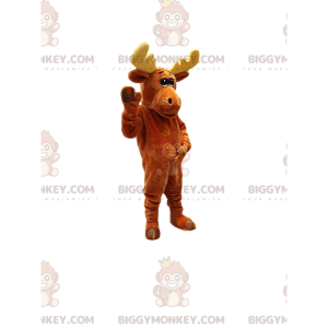 Traje de mascote de caribu marrom BIGGYMONKEY™. fantasia de