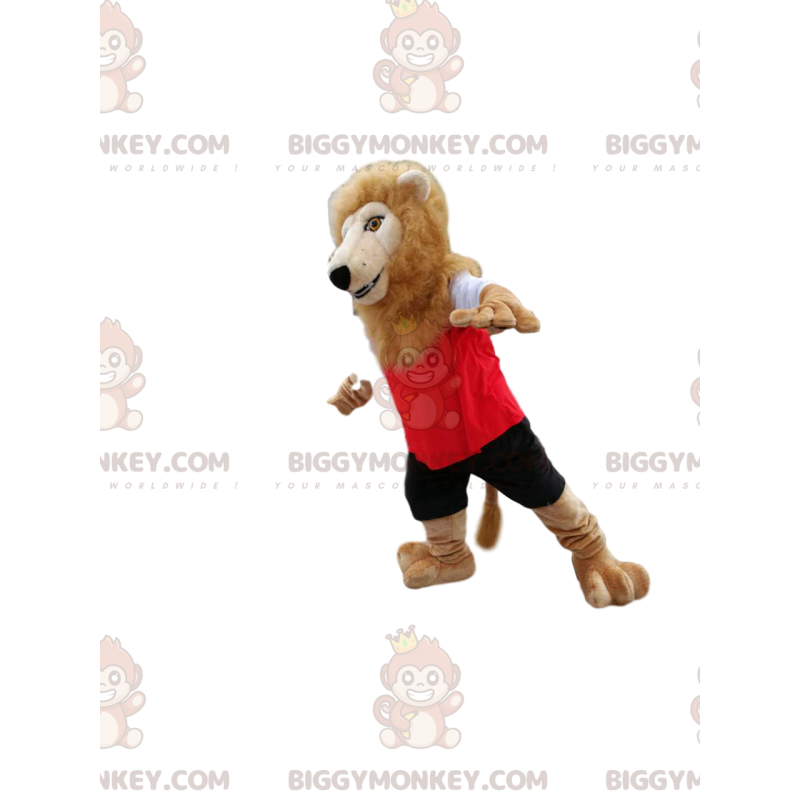 Traje de mascote Lion BIGGYMONKEY™ em roupas esportivas