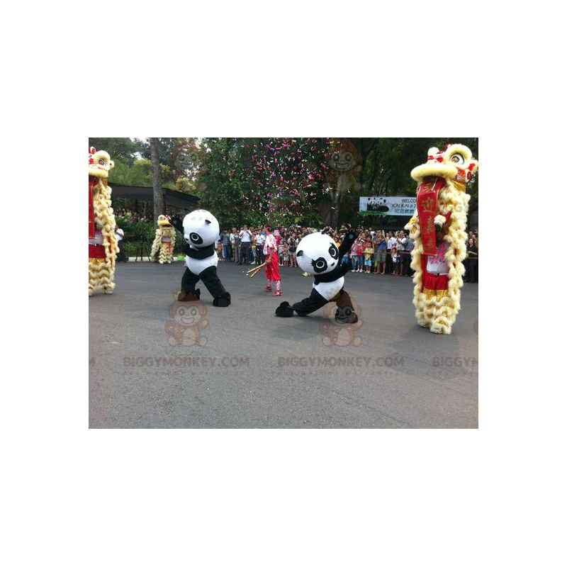 2 BIGGYMONKEY™s sorte og hvide panda-maskoter - Biggymonkey.com