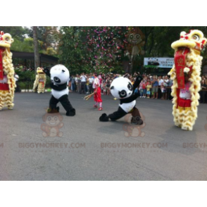 2 BIGGYMONKEY™s black and white panda mascots - Biggymonkey.com