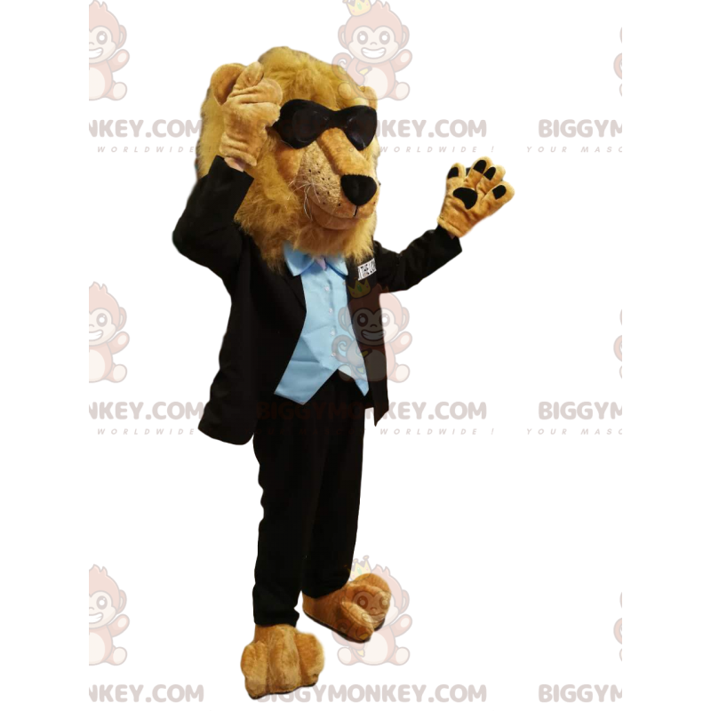 BIGGYMONKEY™ Costume da mascotte di leone in costume nero, con