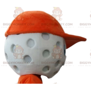 Golfball BIGGYMONKEY™ Maskottchen-Kostümkopf mit orangefarbener