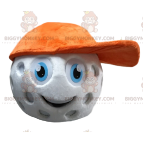 Golfbold BIGGYMONKEY™ Mascot-kostumehoved med orange kasket. -