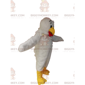 BIGGYMONKEY™ costume mascotte di pollo bianco con simpatico