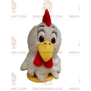 BIGGYMONKEY™ costume mascotte di pollo bianco con simpatico