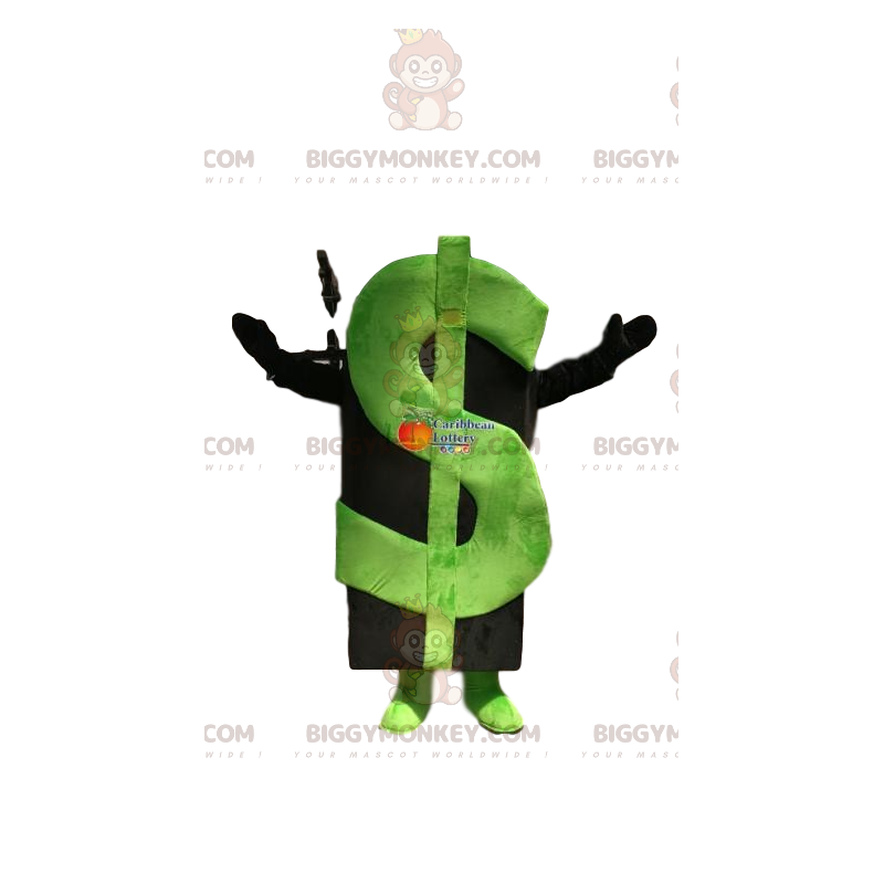 Disfraz de mascota Green Dollar BIGGYMONKEY™. traje de dólar