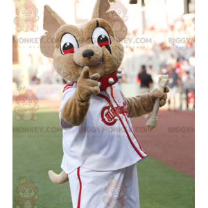 BIGGYMONKEY™ Mascot Costume of Brown Chiwawa in White and Red