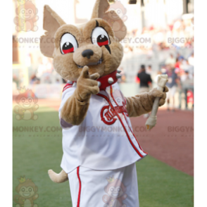 BIGGYMONKEY™ Mascot Costume of Brown Chiwawa in White and Red