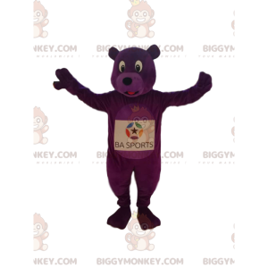 Costume de mascotte BIGGYMONKEY™ d'ours violet enthousiaste.