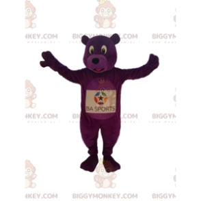 Costume de mascotte BIGGYMONKEY™ d'ours violet enthousiaste.