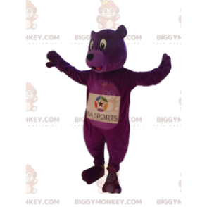 Costume da mascotte entusiasta dell'orso viola BIGGYMONKEY™.