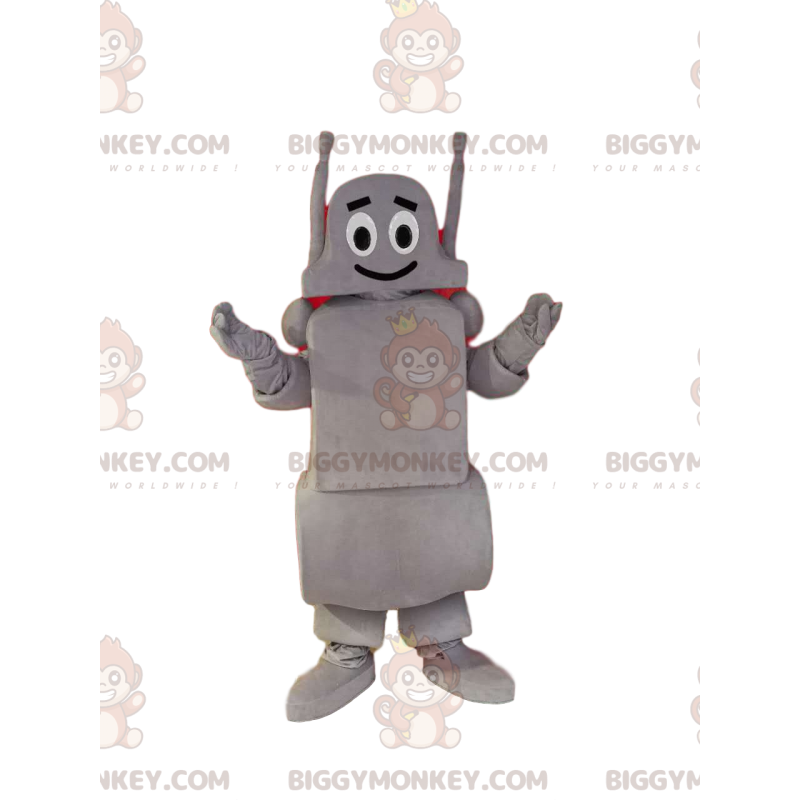 Disfraz de mascota robot gris sonriente BIGGYMONKEY™. disfraz