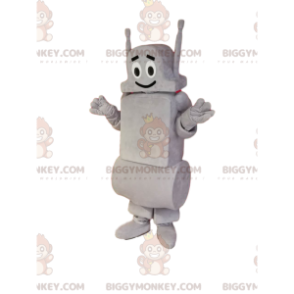 Smiling Gray Robot BIGGYMONKEY™ Mascot Costume. robot costume –