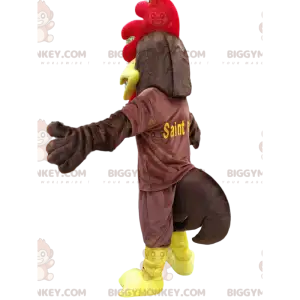 Costume de mascotte BIGGYMONKEY™ de poulet marrron, avec une