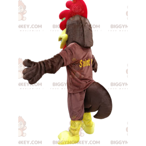 Traje de mascote BIGGYMONKEY™ de frango marrom, com um lindo