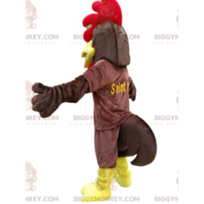 Costume de mascotte BIGGYMONKEY™ de poulet marrron, avec une